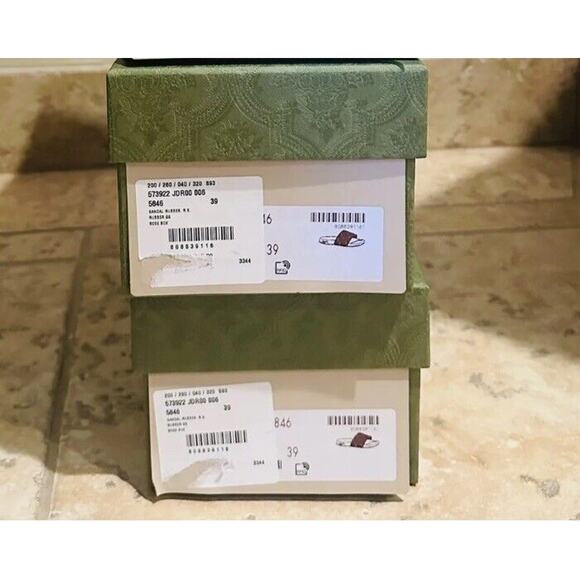 Gucci Sandal Size 39/ 9 Rubber Laser Cut GG Slide Slipper Rose Pink NWB - Picture 10 of 10